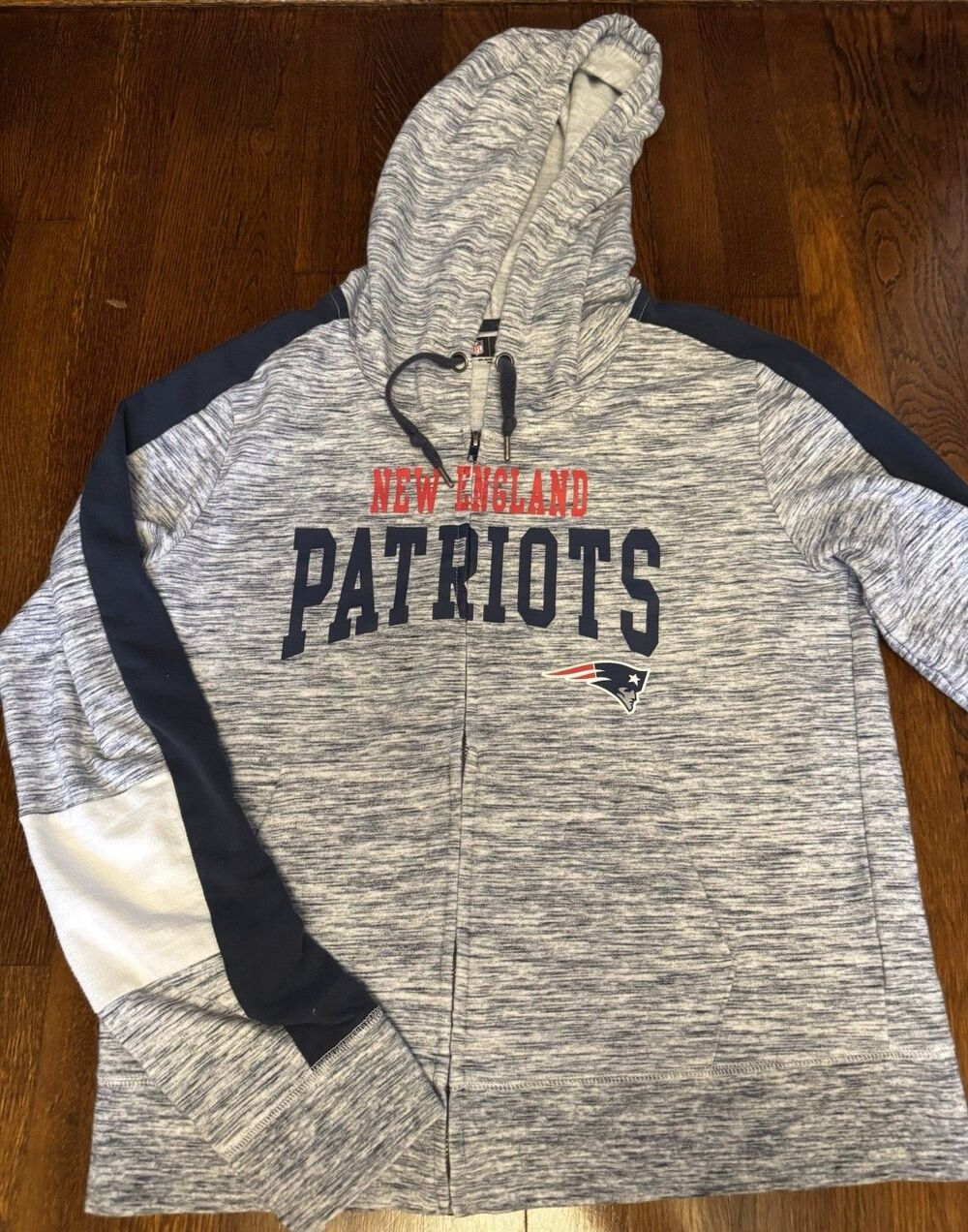 New England Patriots Full Zip Hoodie NFL Team Apparel Gray Women's Size Large L